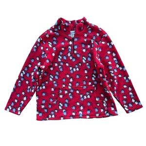 Mind Games Womens Sz 1X Red Blue Penguin Print 1/4 Zip Plush Fleece Pullover USA